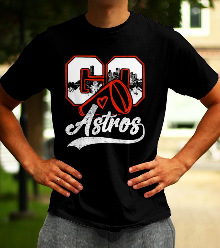 Go Astros City Cheer With Heart And Megaphone T-Shirt