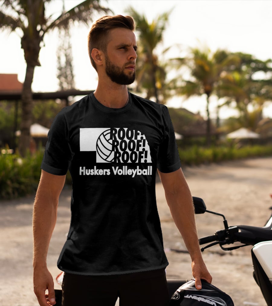 Huskers Volleyball Roof Roof Roof T-Shirt