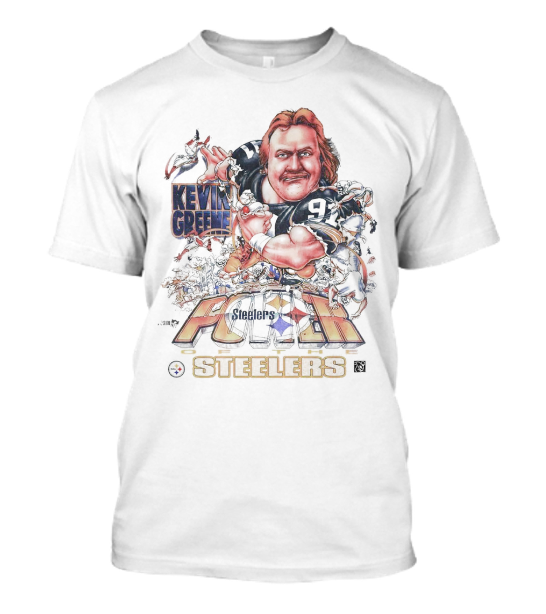 Kevin Greene Pittsburgh Steelers Caricature POWER Steelers T-Shirt