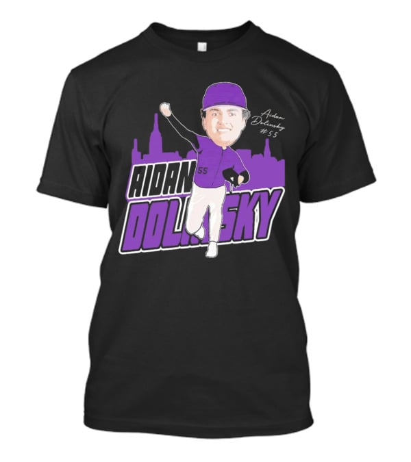 Aidan Dolinsky #55 NYU Baseball Purple City Skyline Signature T-Shirt
