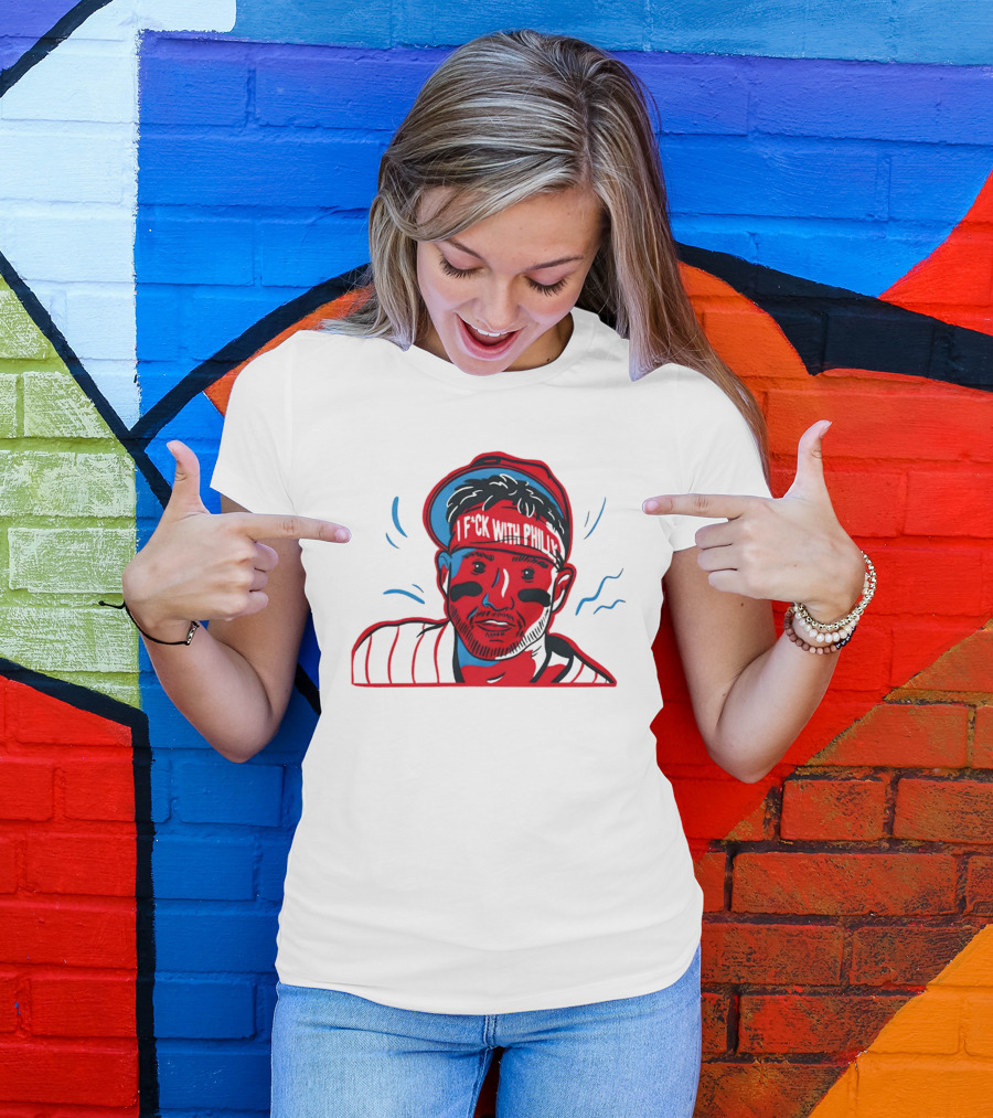 I Fck With Philly Philadelphia Phillies Cartoon Player Fan T-Shirt