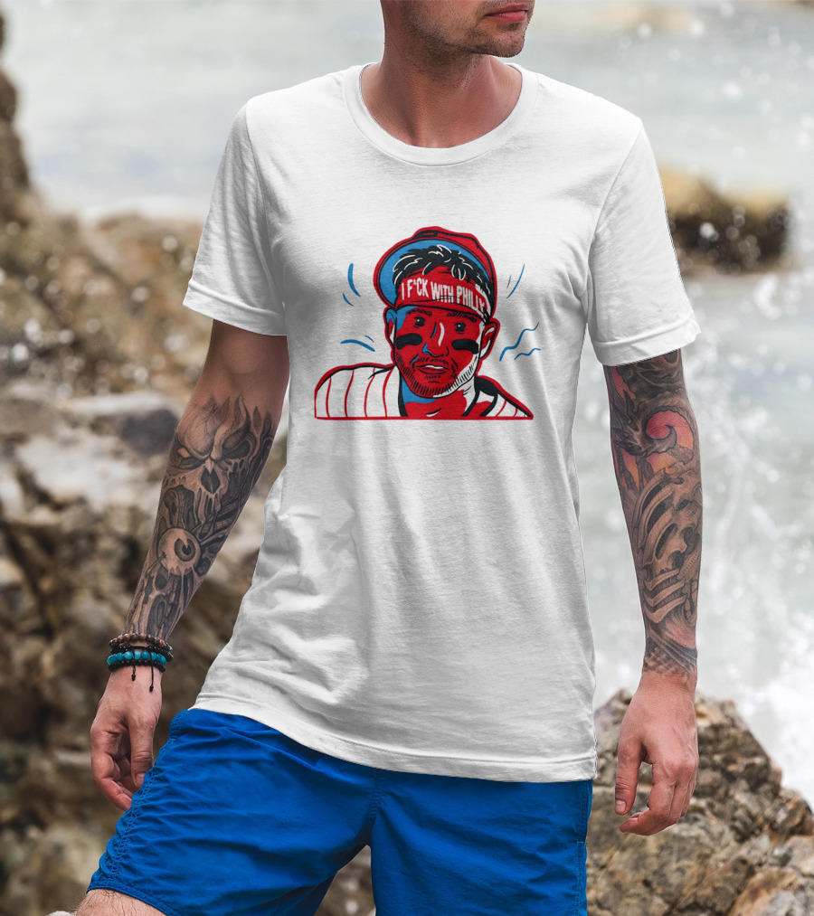 I Fck With Philly Philadelphia Phillies Cartoon Player Fan T-Shirt