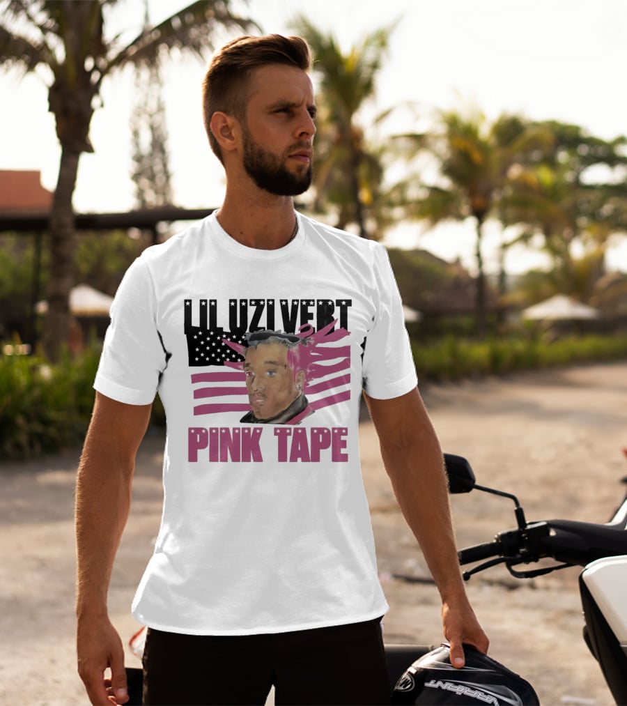 Lil Uzi Vert Pink Tape Black American Flag T-Shirt
