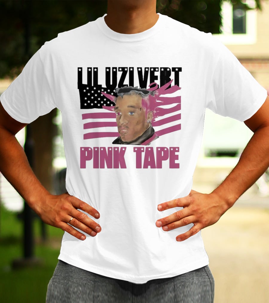 Lil Uzi Vert Pink Tape Black American Flag T-Shirt