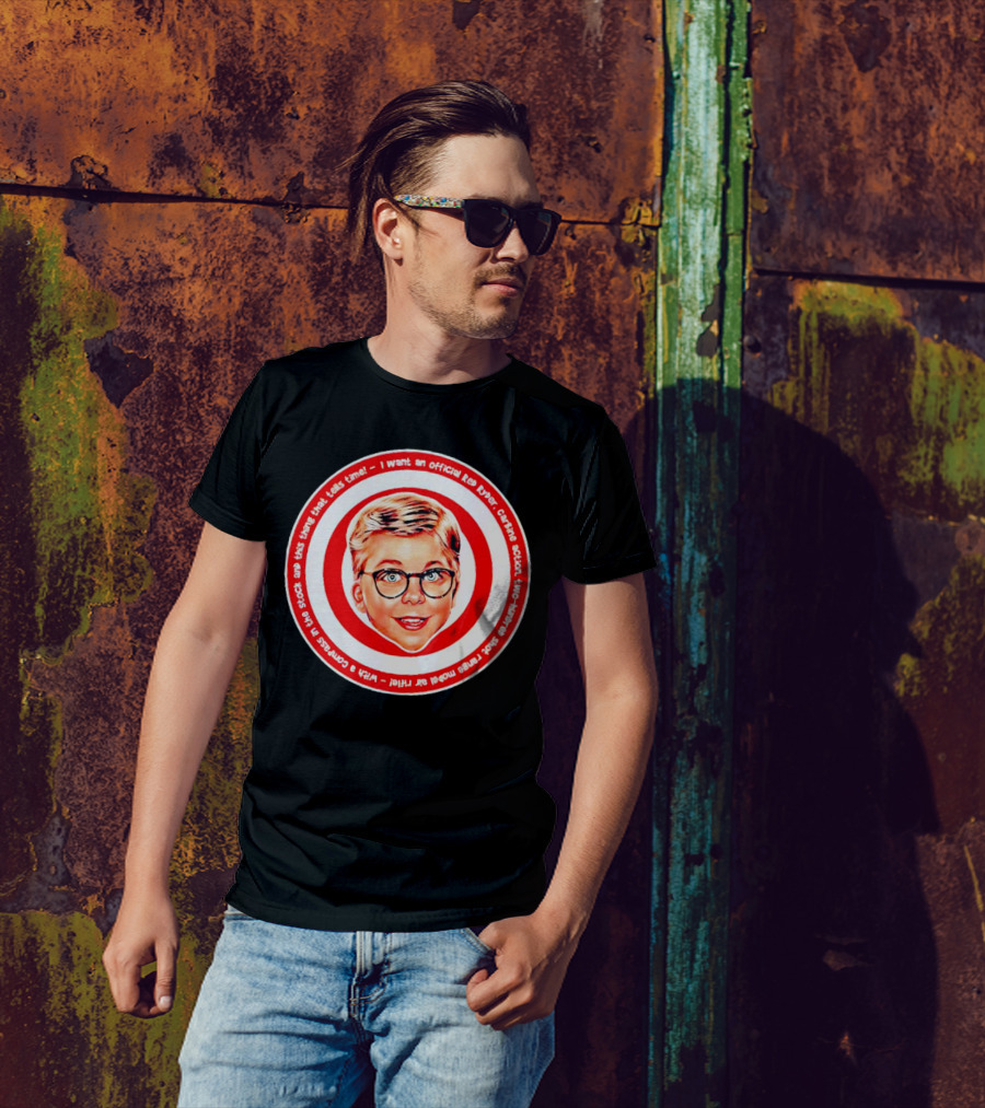 Ralphie Peter Billingsley Christmas Official Red Ryder Carbine Action Two Hundred Shot Range Model Air Rifle Round T-Shirt