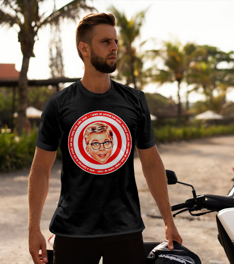 Ralphie Peter Billingsley Christmas Official Red Ryder Carbine Action Two Hundred Shot Range Model Air Rifle Round T-Shirt