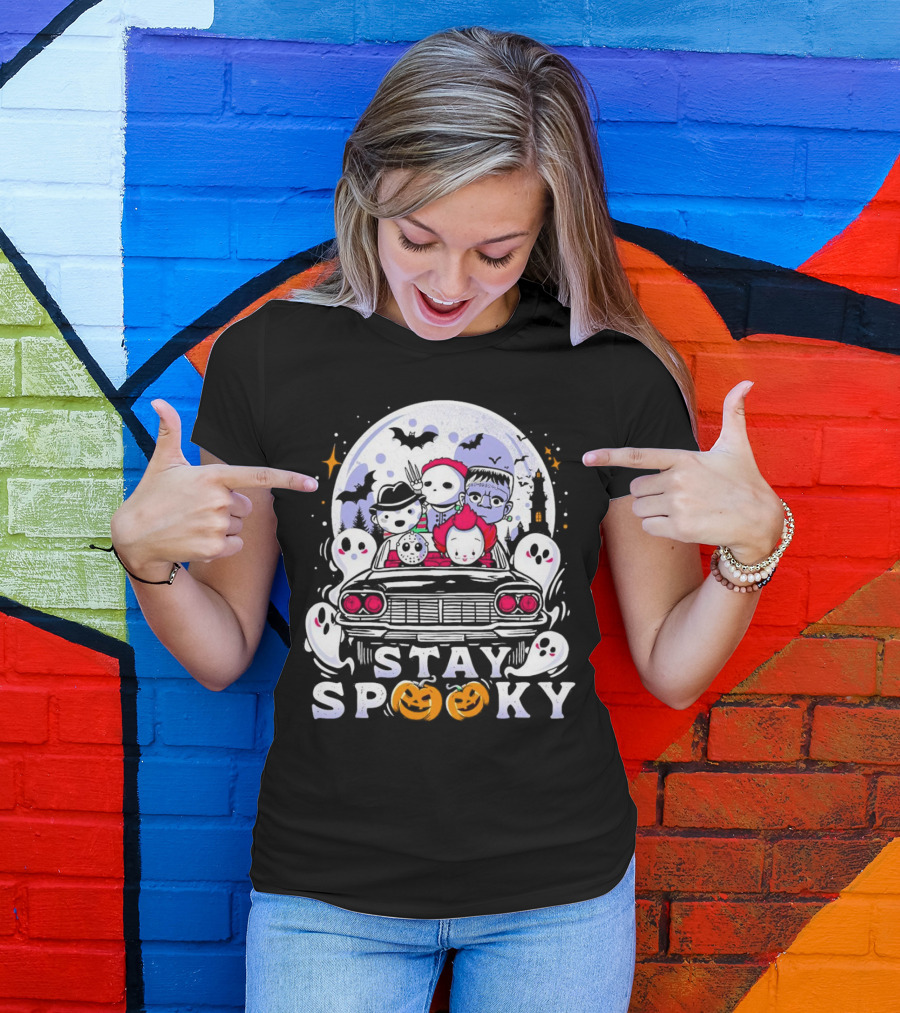 Stay Spooky Halloween Horror Movie Characters Car Ride T-Shirt