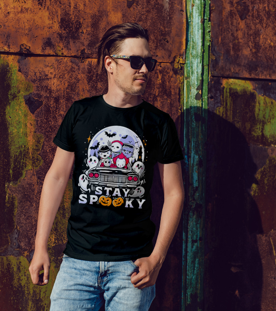 Stay Spooky Halloween Horror Movie Characters Car Ride T-Shirt