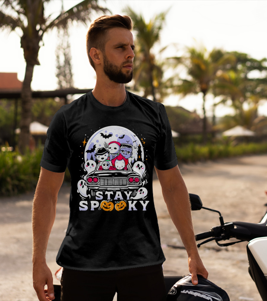 Stay Spooky Halloween Horror Movie Characters Car Ride T-Shirt