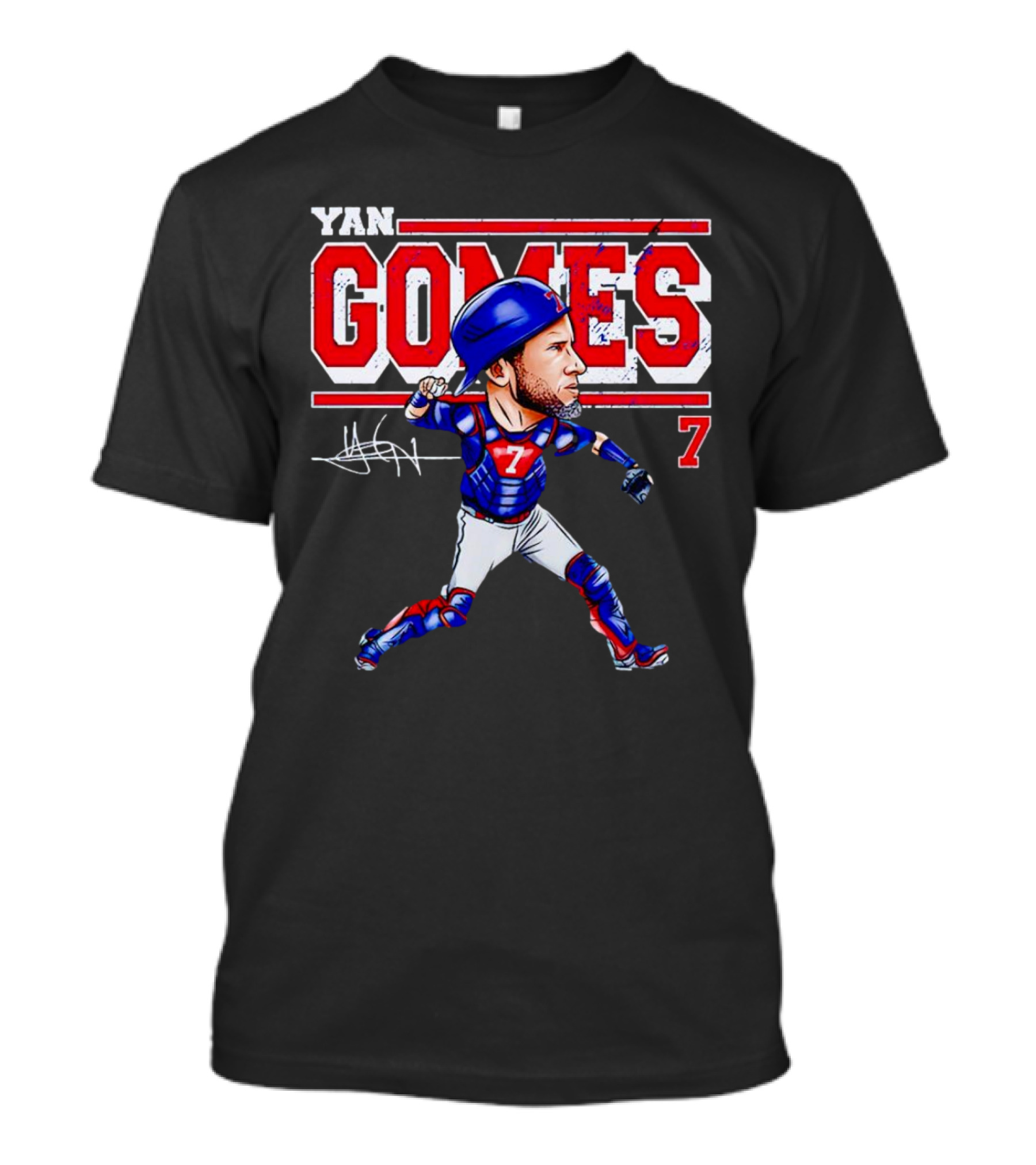 Yan Gomes Chicago Cubs Cartoon Vintage 7 Baseball Caricature T-Shirt