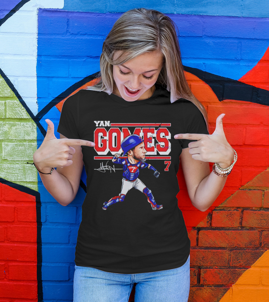 Yan Gomes Chicago Cubs Cartoon Vintage 7 Baseball Caricature T-Shirt