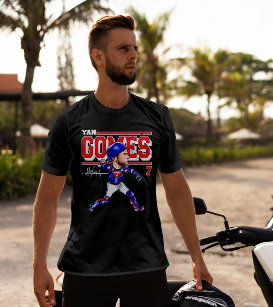 Yan Gomes Chicago Cubs Cartoon Vintage 7 Baseball Caricature T-Shirt