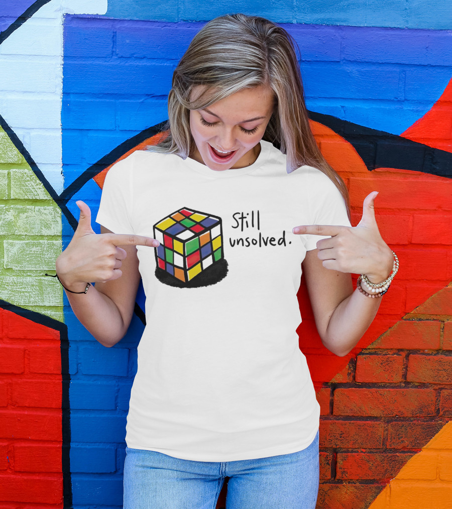 Rubik's Cube Still Unsolved Black Background Puzzle Humor T-Shirt