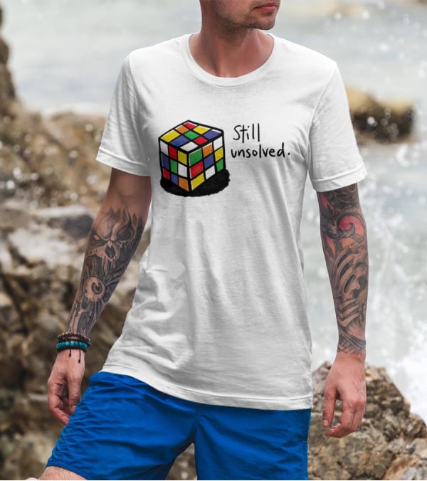 Rubik's Cube Still Unsolved Black Background Puzzle Humor T-Shirt