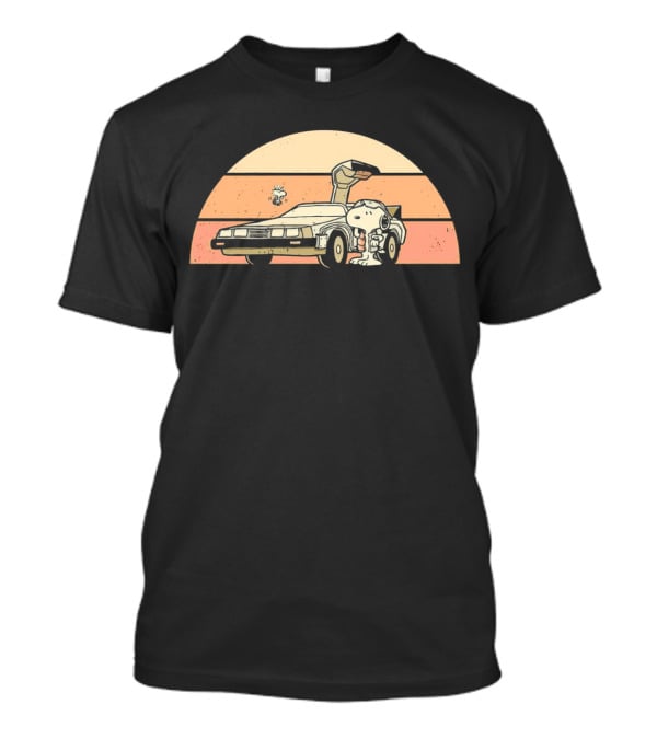 Snoopy Outatime Beagle Vintage DeLorean Adventure Retro Peanuts Woodstock T-Shirt