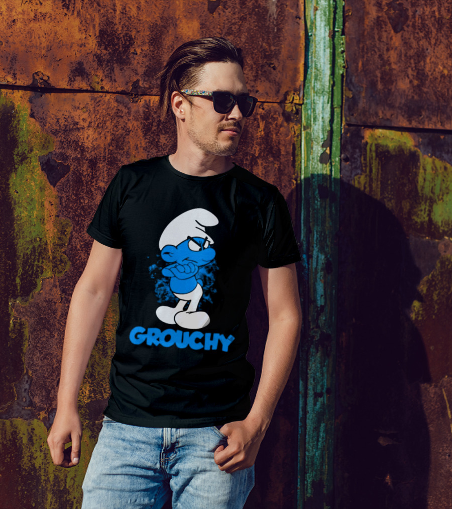 Grouchy Smurf Blue Attitude Character T-Shirt