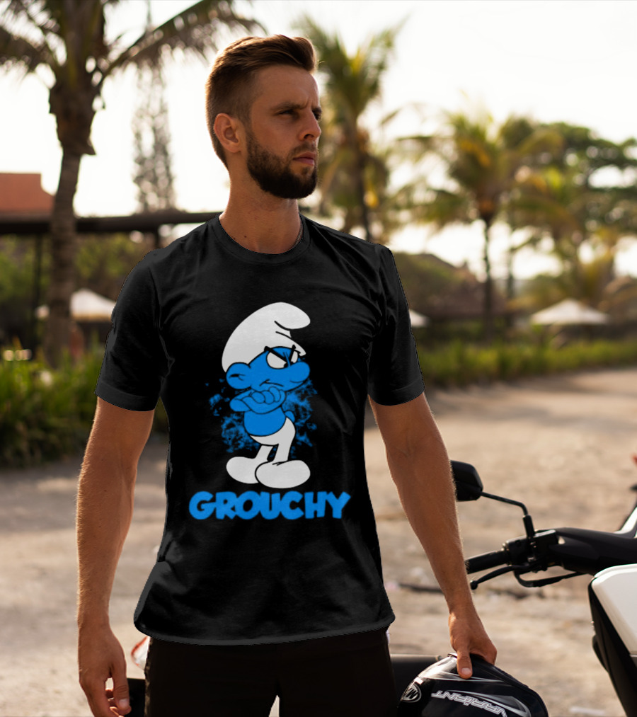 Grouchy Smurf Blue Attitude Character T-Shirt