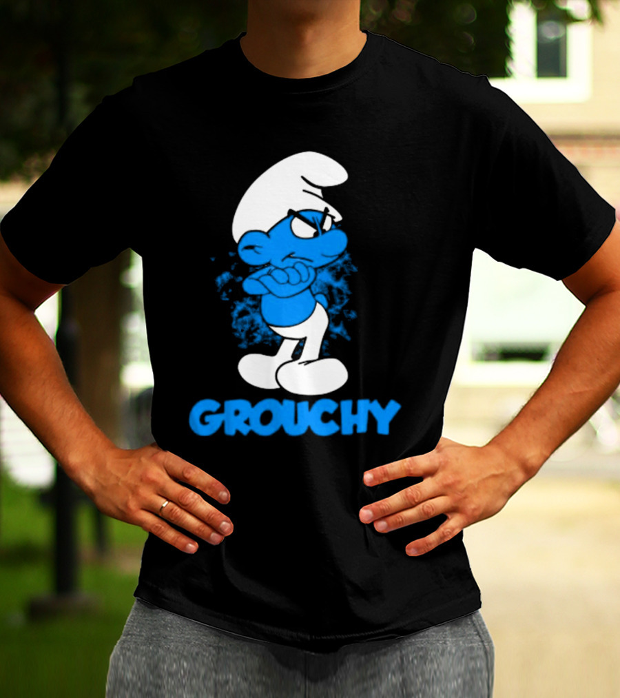 Grouchy Smurf Blue Attitude Character T-Shirt