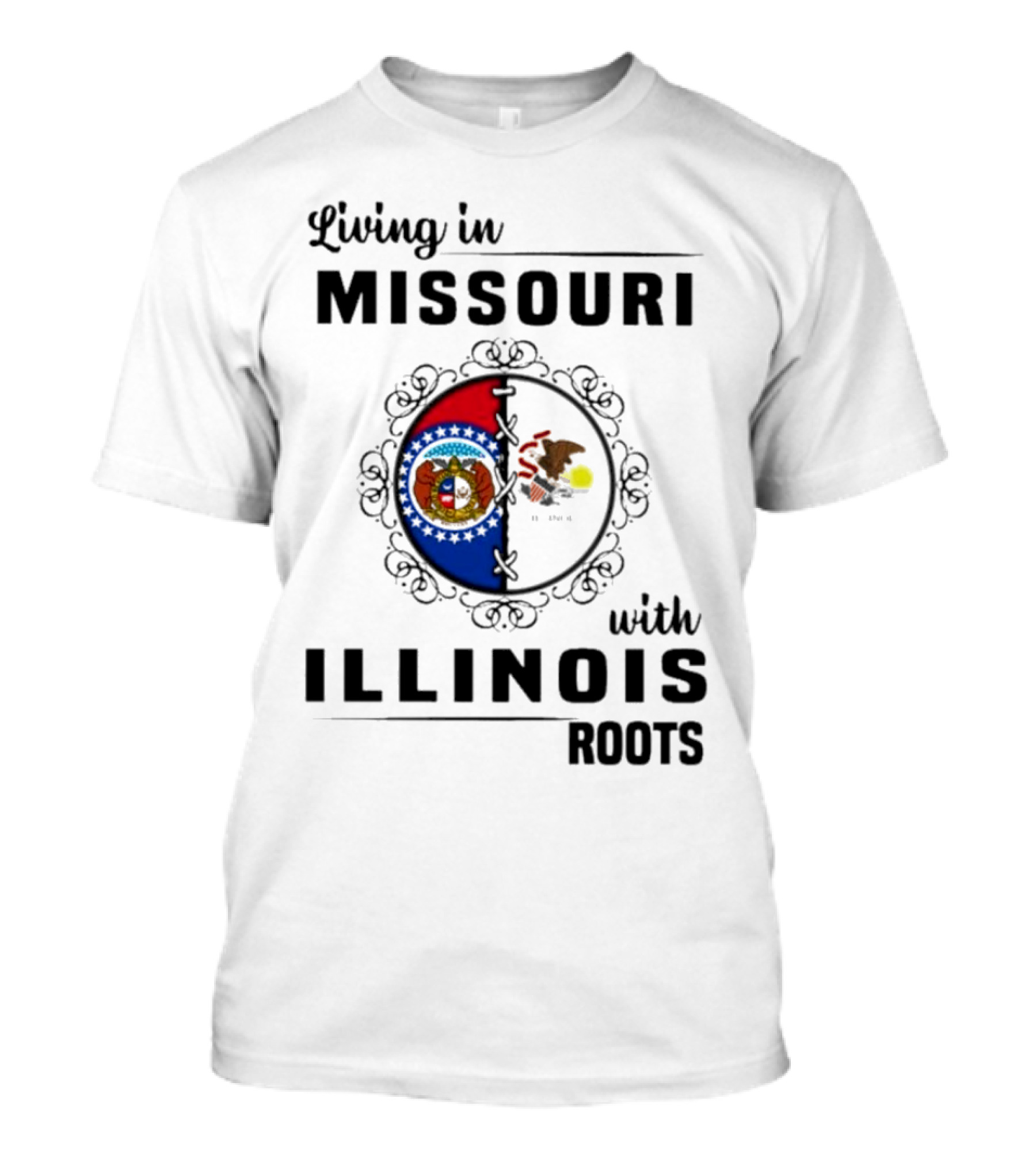 Living In Missouri With Illinois Roots State Seals Emblem T-Shirt