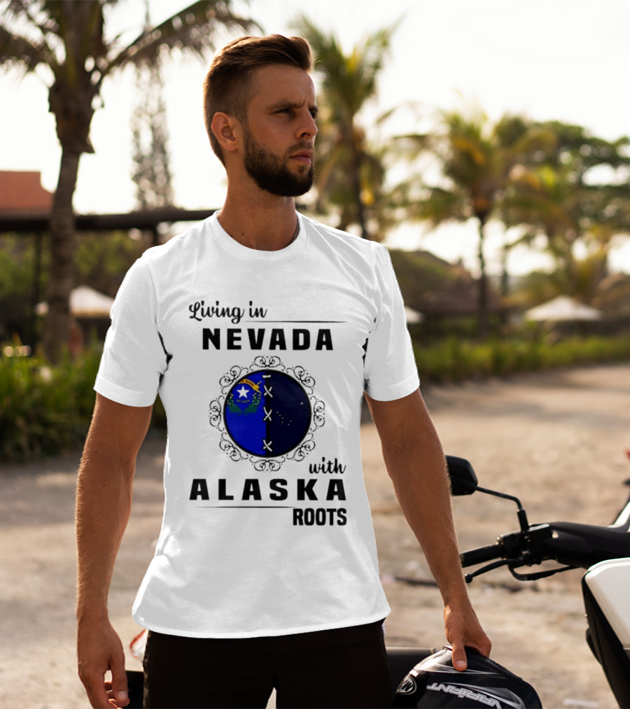 Living In Nevada With Alaska Roots State Pride Fusion Emblem T-Shirt