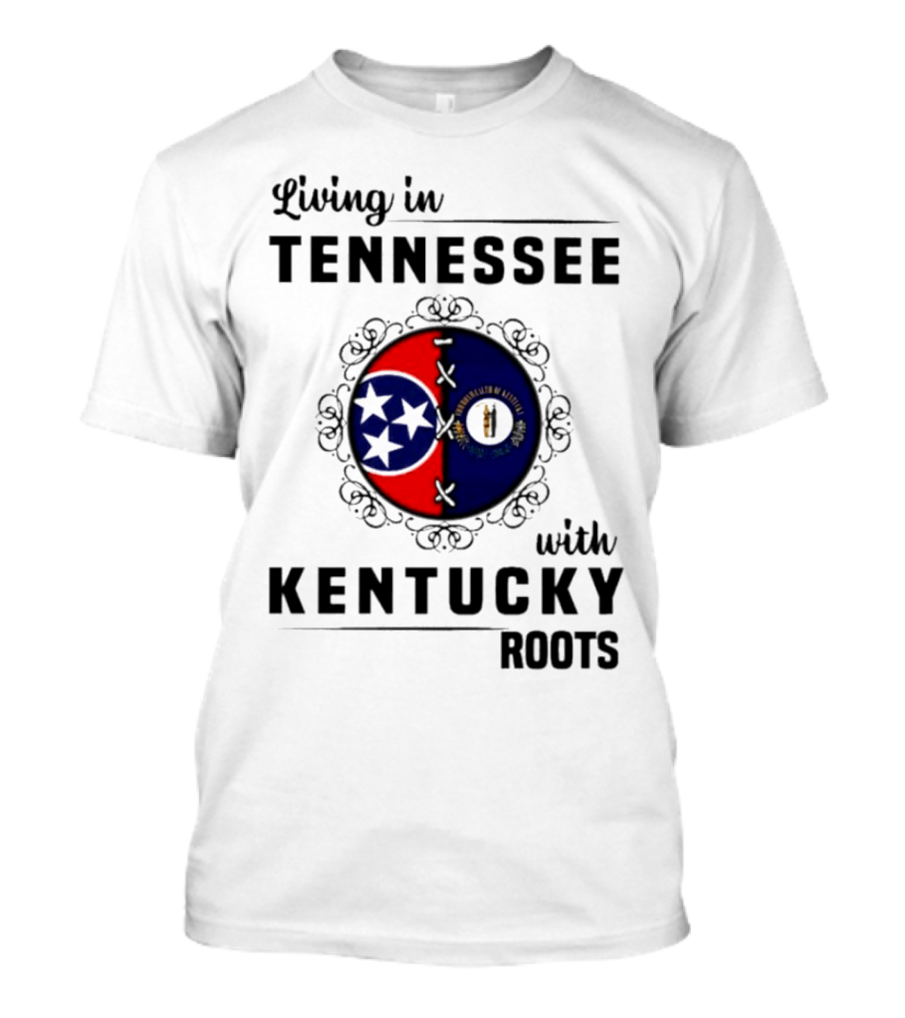 Living In Tennessee With Kentucky Roots United By State Symbols T-Shirt