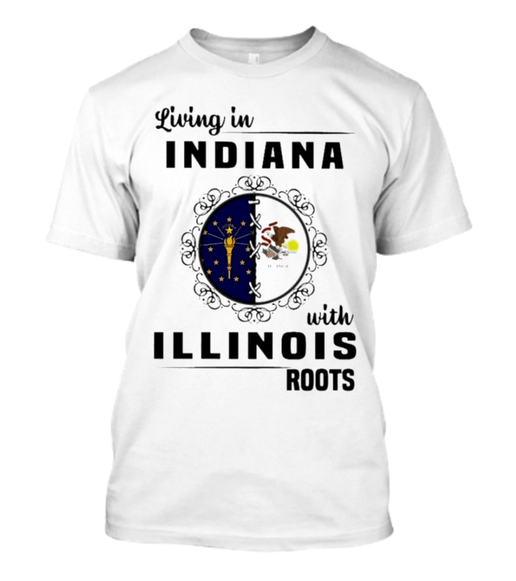 Indiana Living With Illinois Roots Emblem T-Shirt