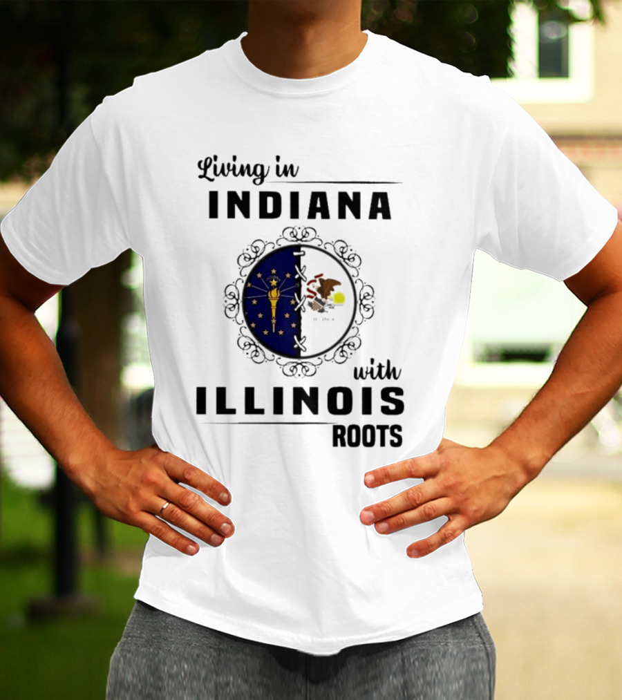 Indiana Living With Illinois Roots Emblem T-Shirt