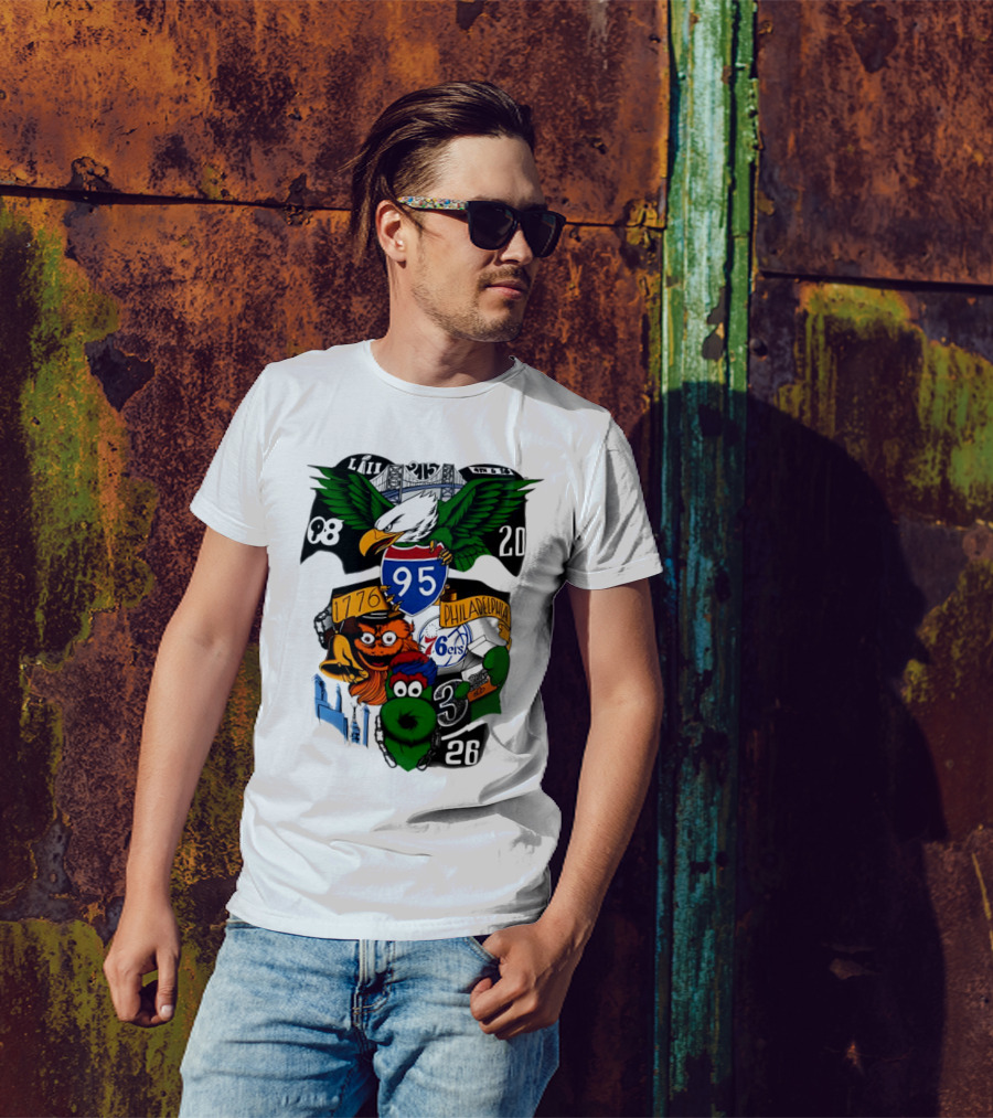 LII Eagle 215 Philadelphia 98 20 1776 76ers 26 Mascot T-Shirt