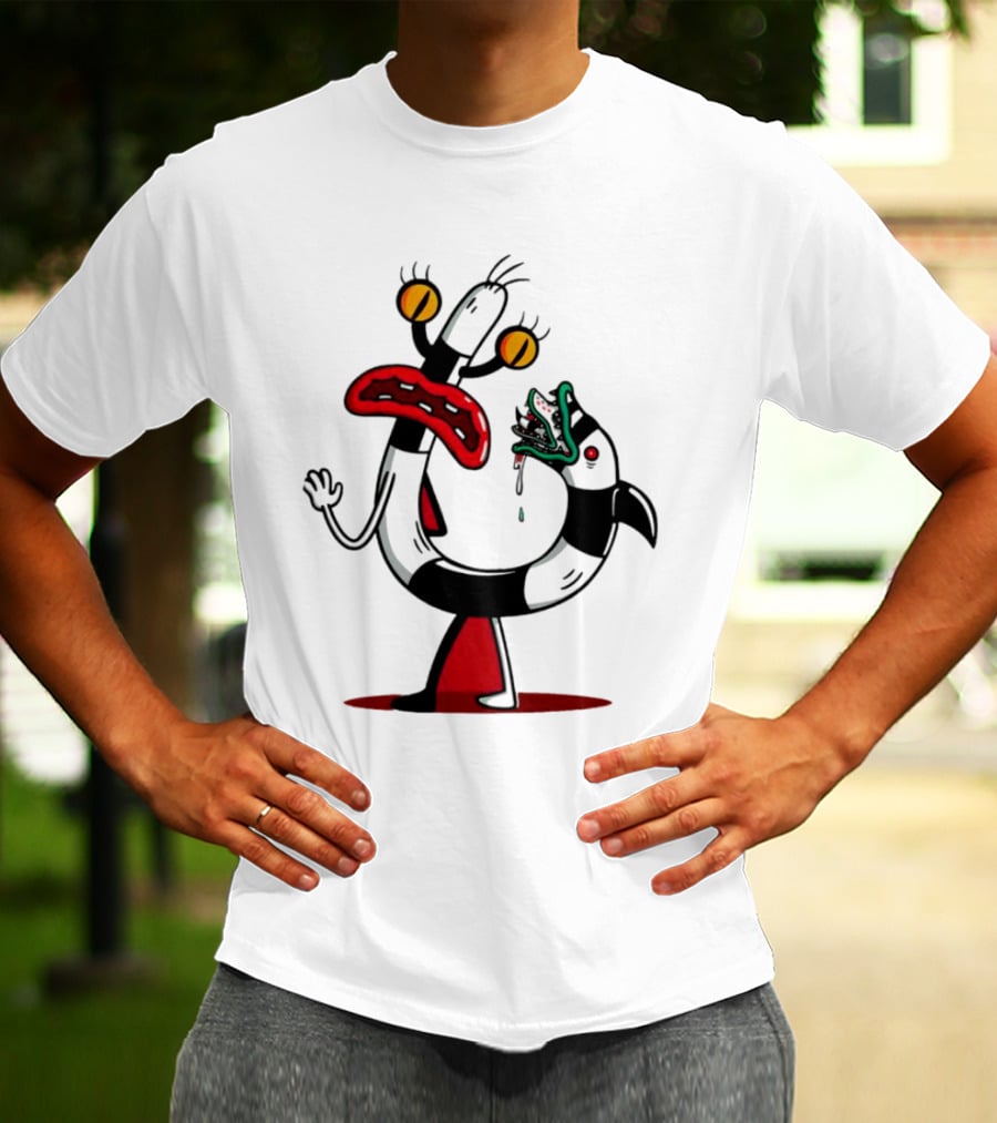 Worm Tail Cartoon Creature Horror T-Shirt