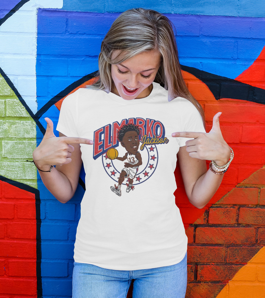 Elmarko Jackson Kansas Jayhawks Basketball Vintage Stars T-Shirt