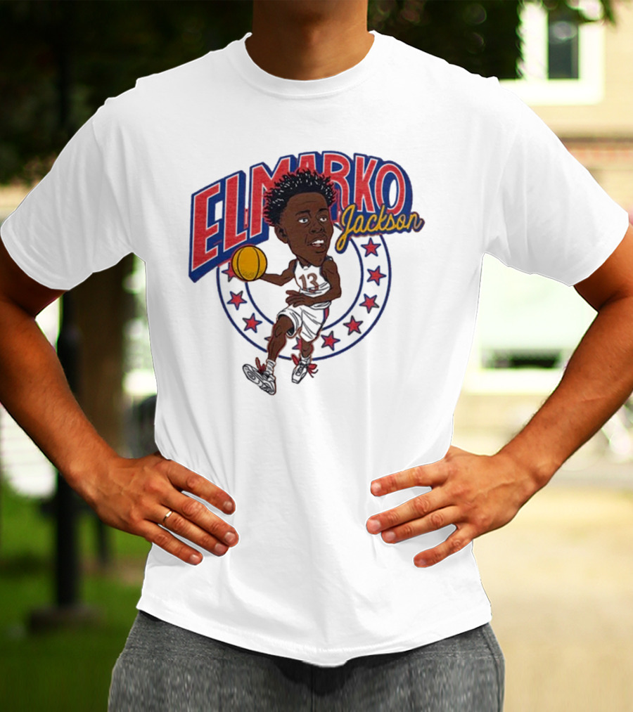 Elmarko Jackson Kansas Jayhawks Basketball Vintage Stars T-Shirt