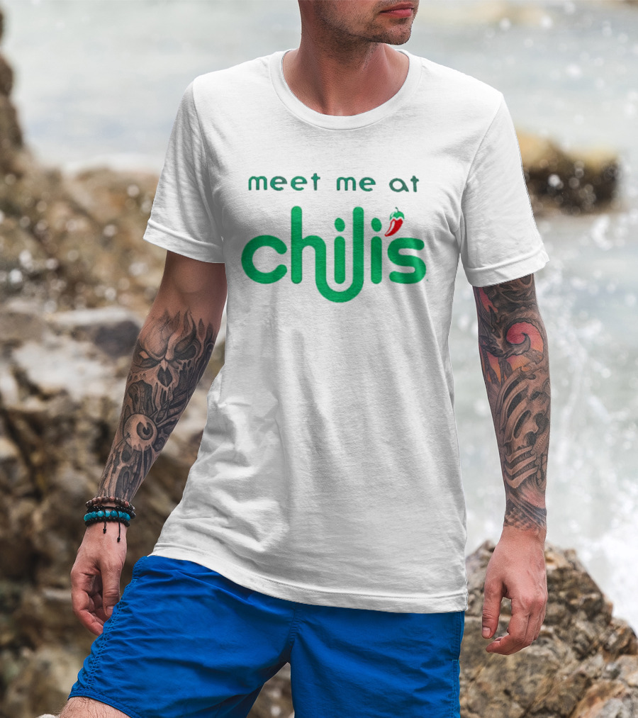 Meet Me At Chili’s Neon Logo With Chili Pepper T-Shirt