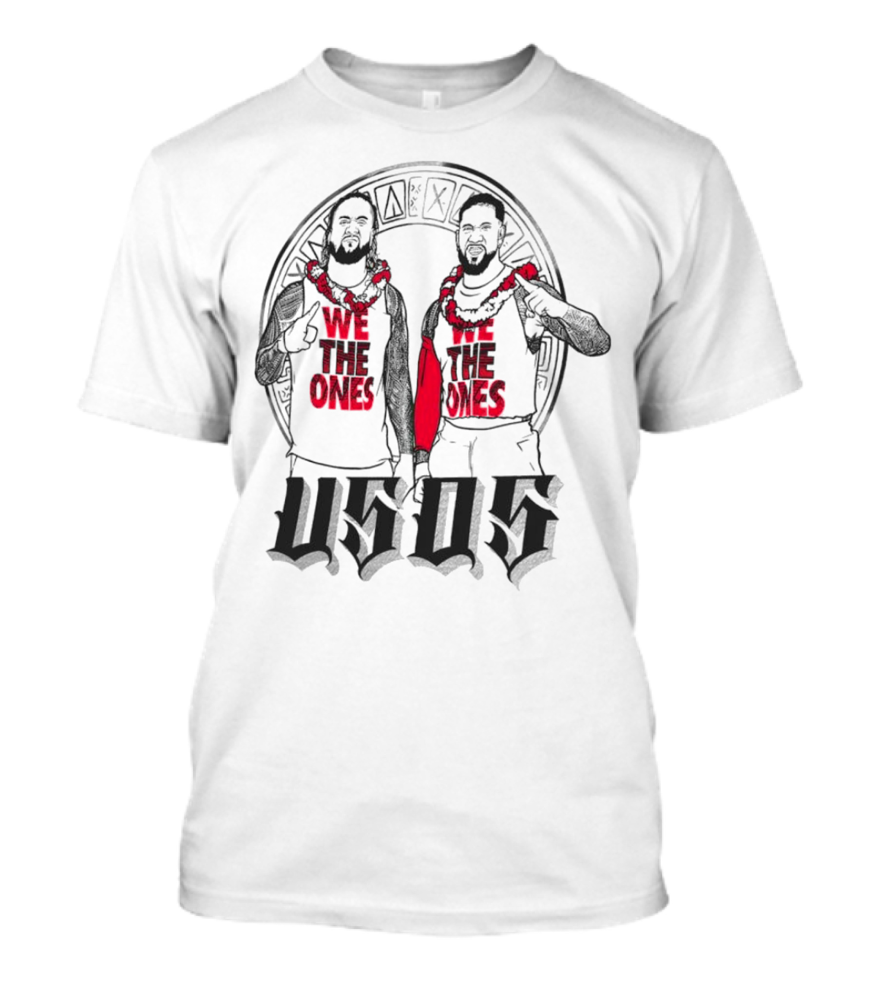 Ripple Junction Gray The Usos We The Ones Red Text And Figures T-Shirt