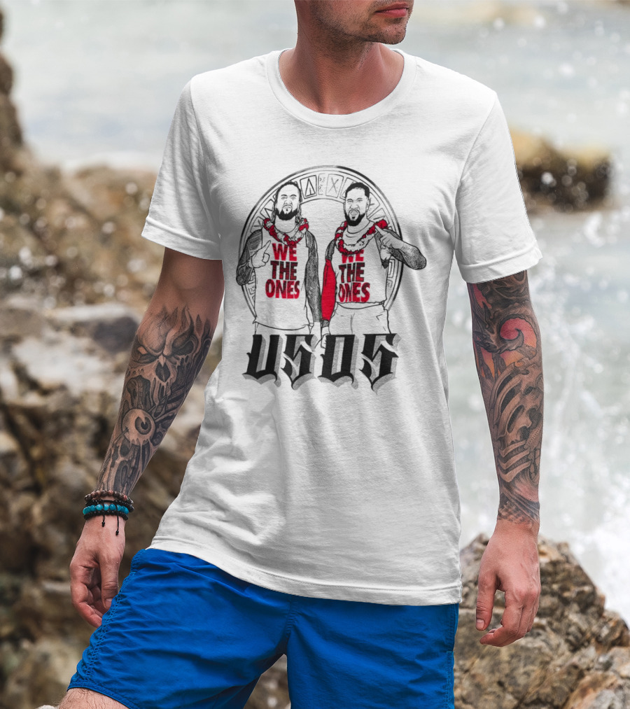 Ripple Junction Gray The Usos We The Ones Red Text And Figures T-Shirt