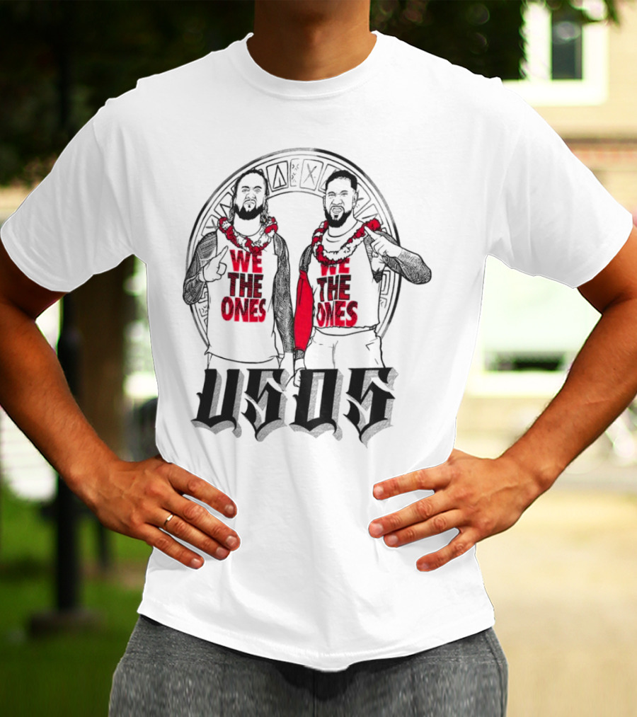 Ripple Junction Gray The Usos We The Ones Red Text And Figures T-Shirt