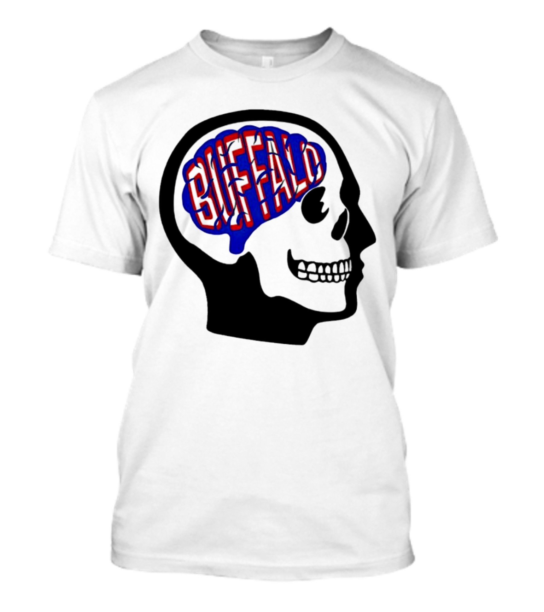 Buffalo Brain Outline In Skull T-Shirt