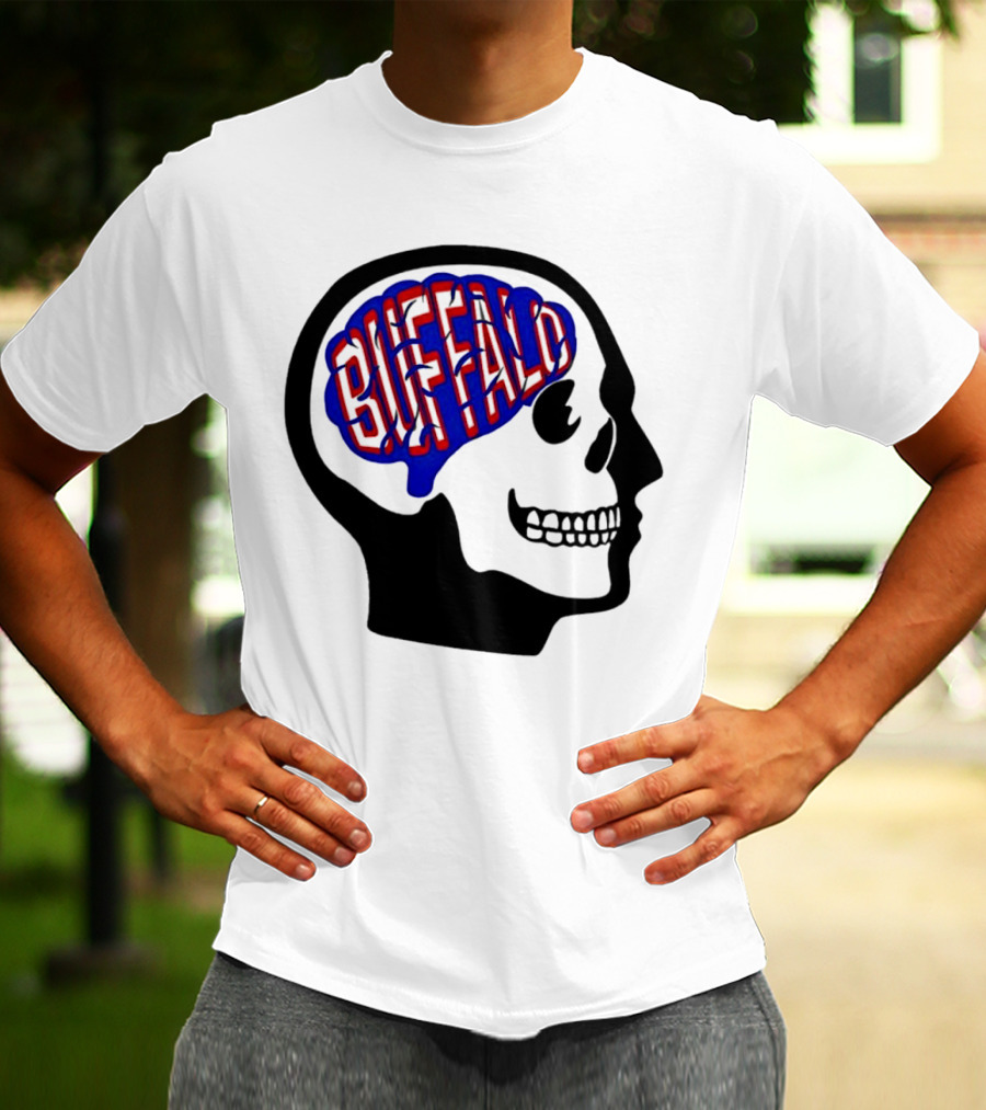 Buffalo Brain Outline In Skull T-Shirt