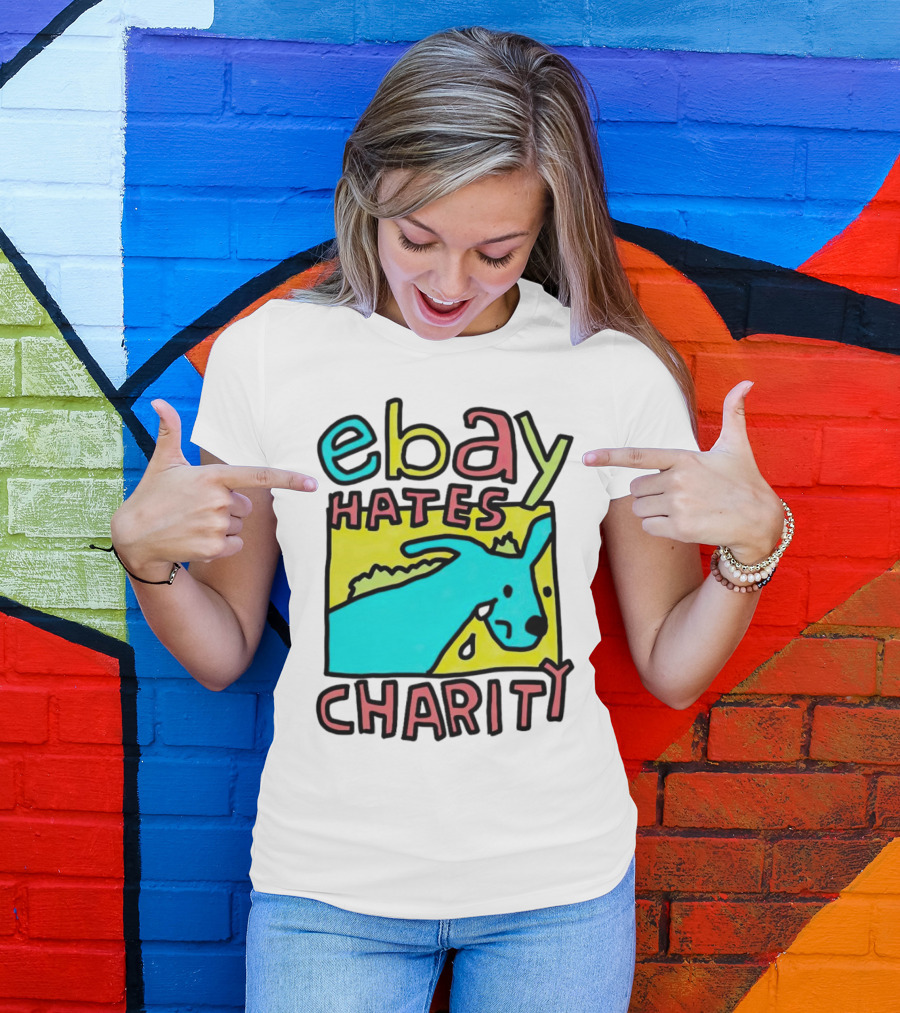 Ebay Hates Charity Whimsical Blue Goat T-Shirt