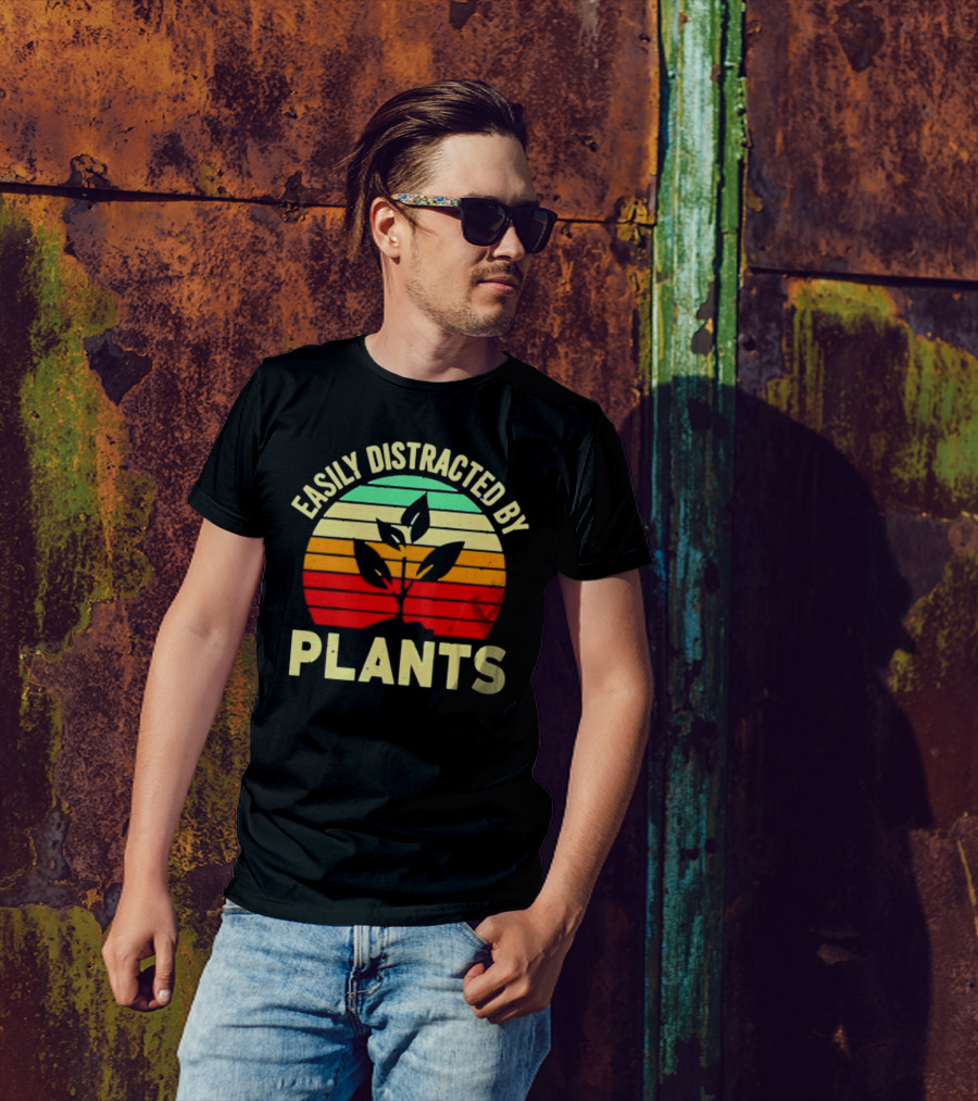 Easily Distracted By Plants Vintage Sunset T-Shirt