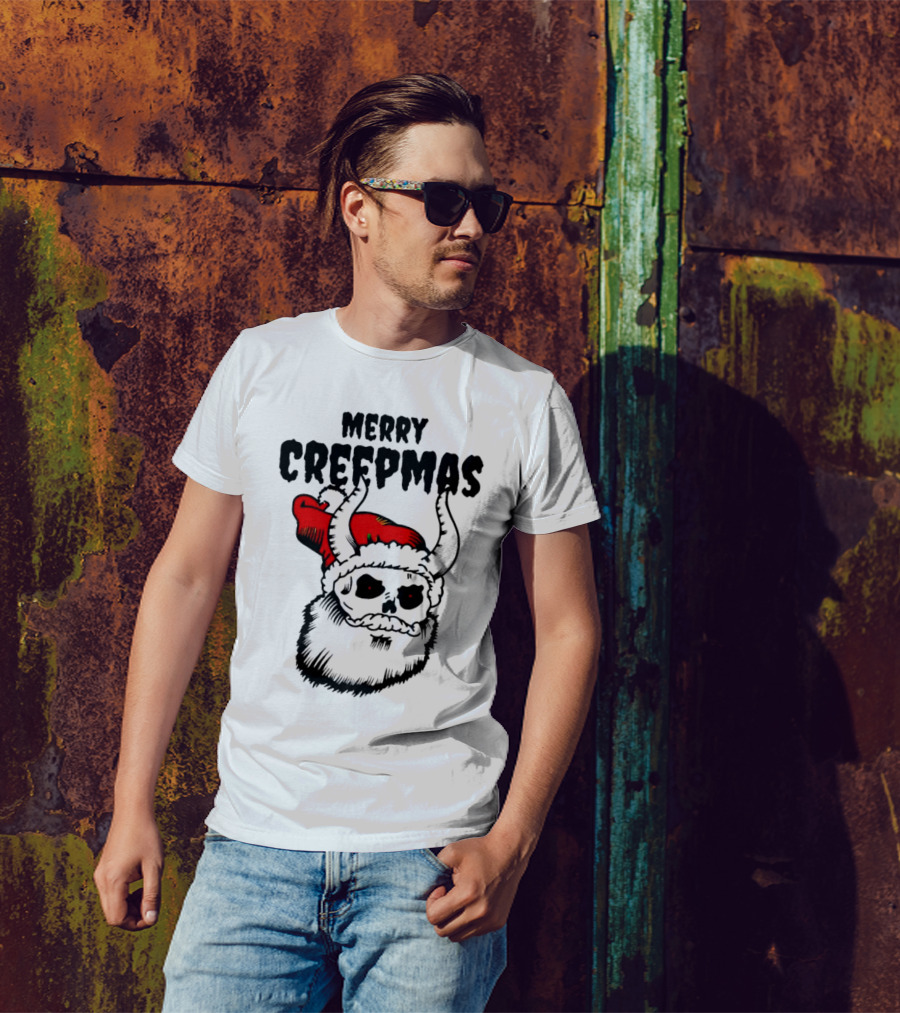 Merry Creepmas Horror Santa Skull Christmas T-Shirt