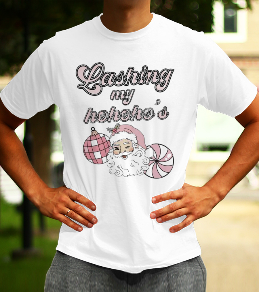 Lashing My Hohoho's Christmas Santa Claus With Ornaments T-Shirt