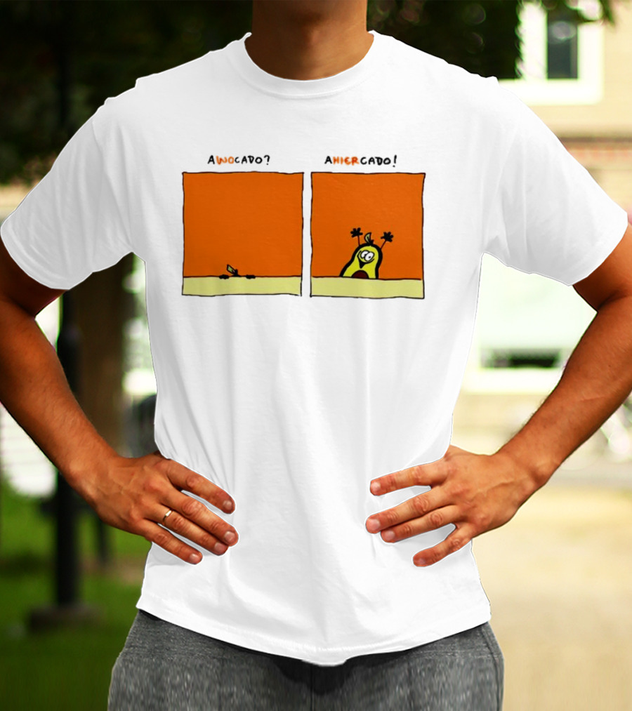 Awocado Ahiercado Funny Avocado Comic Two Panel Joke T-Shirt