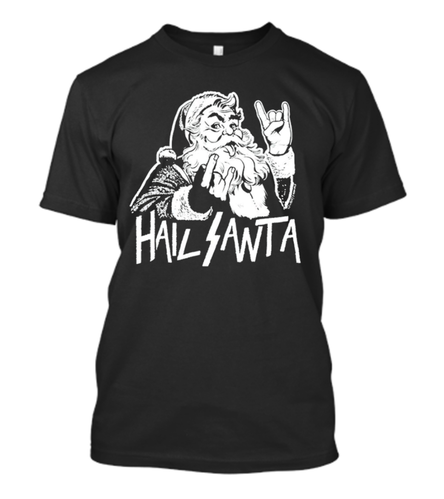 Hail Santa Christmas Rock Devil Horns Santa Claus T-Shirt