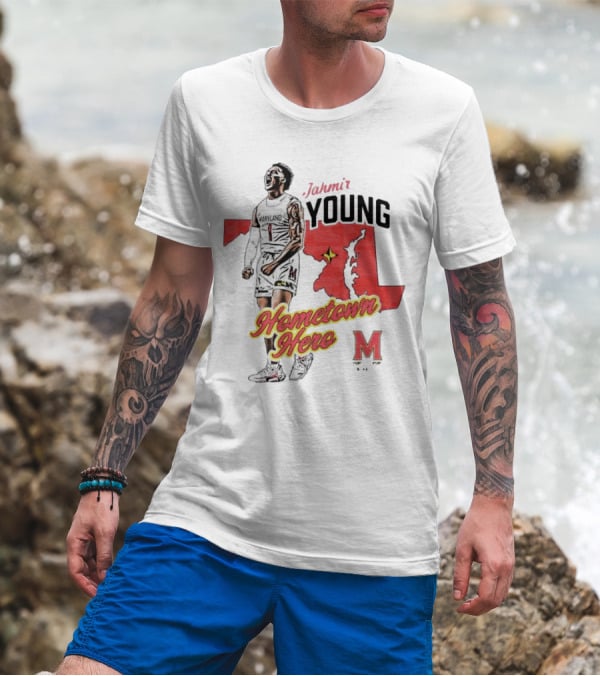 Jahmir Young Hometown Hero Maryland Map Red Star M T-Shirt