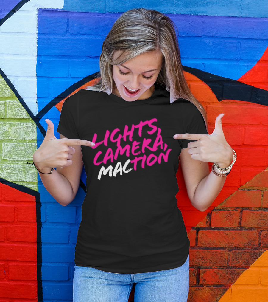 Lights Camera Maction Bold Neon Pink T-Shirt