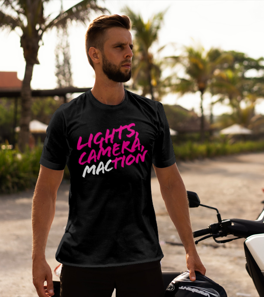 Lights Camera Maction Bold Neon Pink T-Shirt