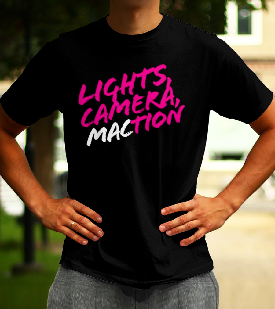Lights Camera Maction Bold Neon Pink T-Shirt