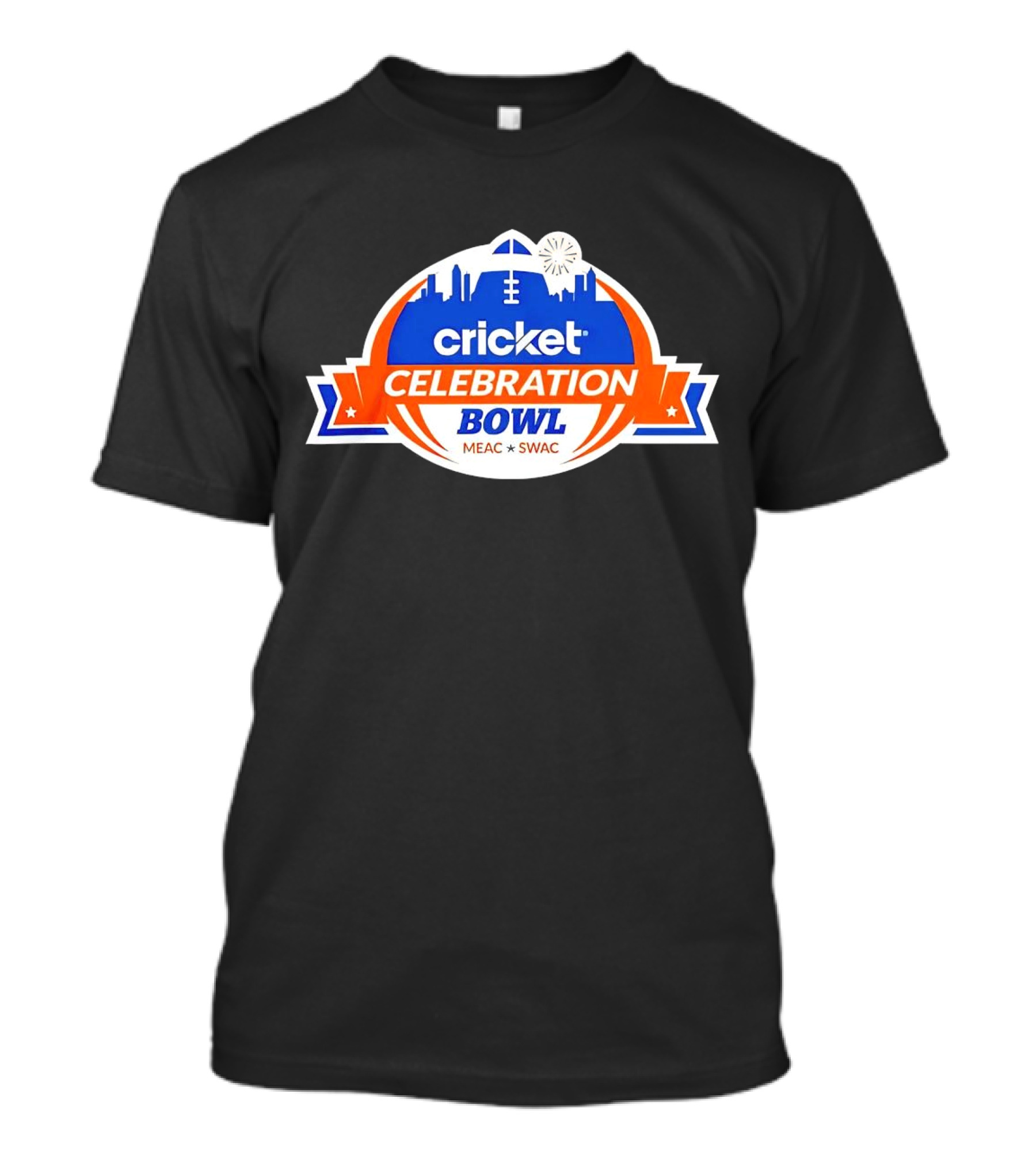 Cricket Celebration Bowl MEAC SWAC Logo With City Skyline And Football Field Symbols T-Shirt