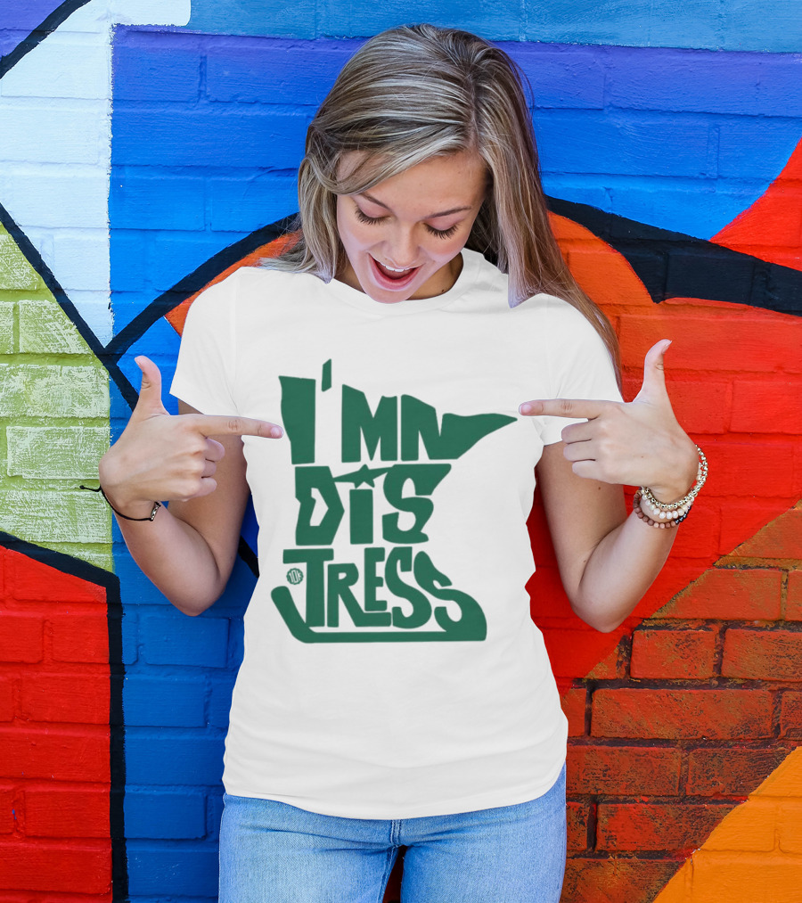 I MN Dis Tress Minnesota Silhouette And Hockey Stick T-Shirt