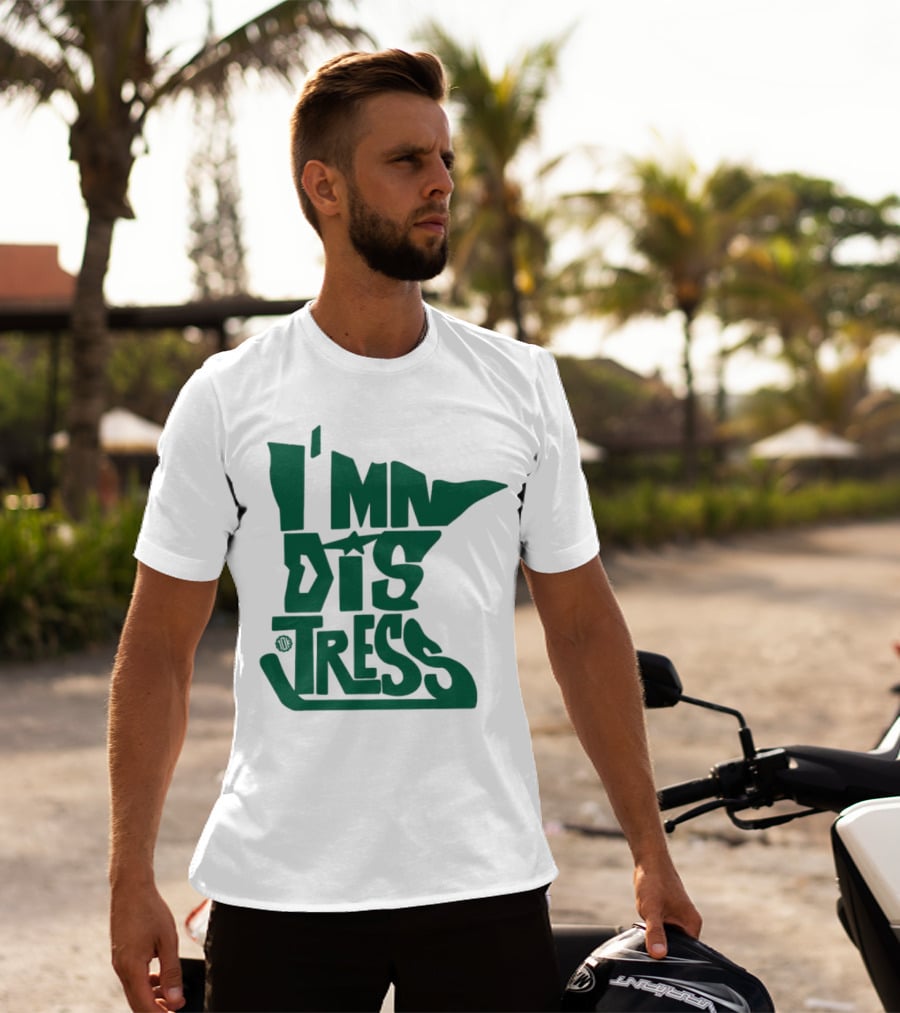 I MN Dis Tress Minnesota Silhouette And Hockey Stick T-Shirt